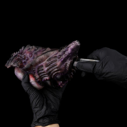 Alien Hive Pocket Pussy – Platinum Silicone Dual-Channel Monster Stroker with Void Purple & Flesh-Pink Sacs