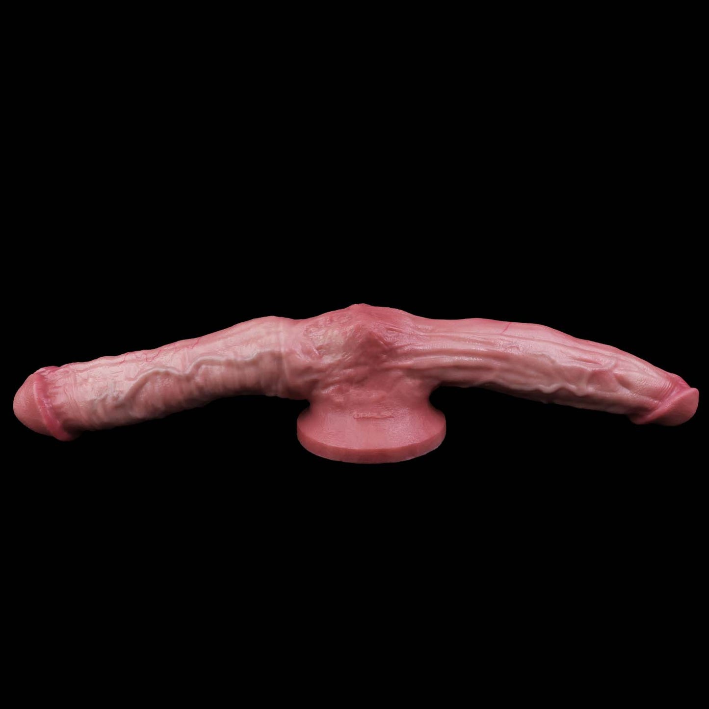 Dual-Ended Realistic Double Dildo — Platinum Silicone Double-Headed Dildo with Suction Cup Base, Veined Shaft & Two Sizes