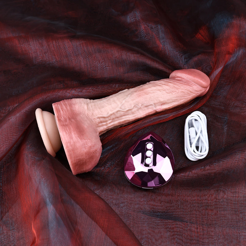 Ultra-Lifelike Vibrating Realistic Dildo with Veined Testicles & Hands-Free Suction Base for Shower & Harness Play (Remote-Controlled)