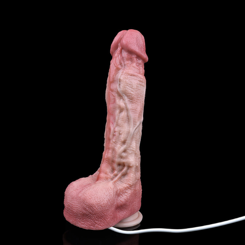 Godemiché réaliste à double densité avec tige veinée réaliste et télécommande sans fil pour une utilisation mains libres sous la douche et les jeux kink