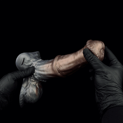 Wearable Leather Harness Penis Extender & Masturbation Cock Sleeve - Platinum Silicone Sex Toys for Men