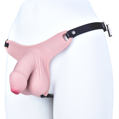 Realistic Penis Chastity Pants with Urethral Opening — BDSM Male Chastity Cage for Long-Term Wear