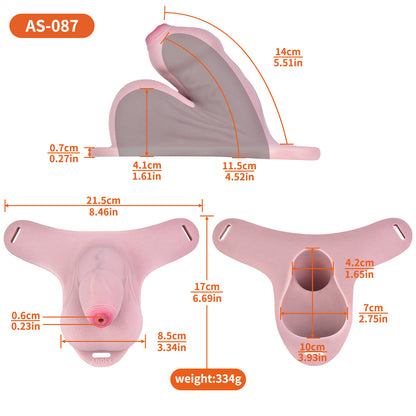 Realistic Penis Chastity Pants with Urethral Opening — BDSM Male Chastity Cage for Long-Term Wear