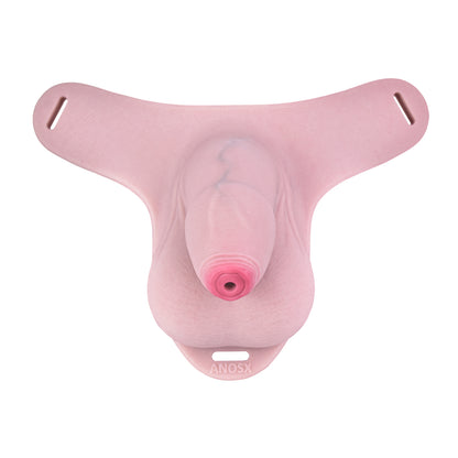 Realistic Penis Chastity Pants with Urethral Opening — BDSM Male Chastity Cage for Long-Term Wear