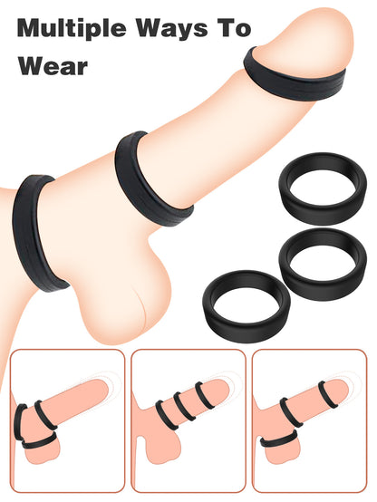 Premium Silicone Cock Ring - Three in Pair Flexible Penis Delay Ejaculation Trainer