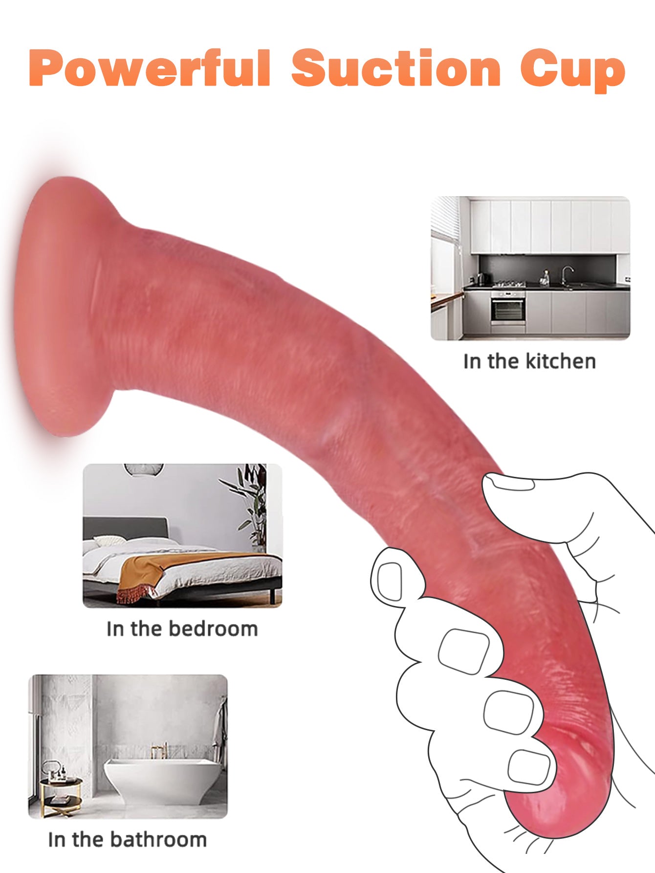 Silicone Realistic Dildo Butt Plug - 8 inch Anal Dildos Sex Toys for W Domlust Silicone Realistic Dildo Butt Plug - 8 inch Anal Dildos Sex Toys for W Domlust