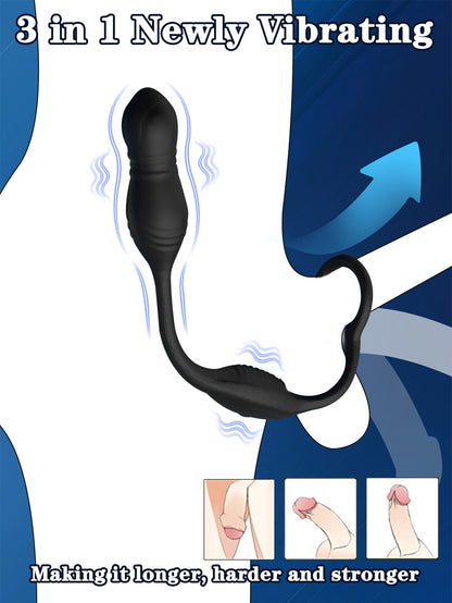 Vibrierender Penisring, stoßender Analdildo – Fernbedienung für Vagina und Analstreichler, Sexspielzeug für Paare