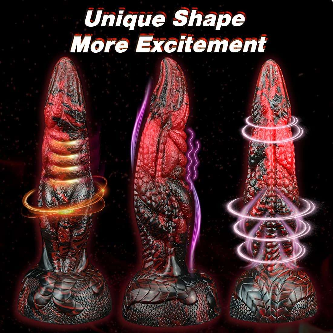 Domlust Volcanic Realistic Dildos, Huge Anal Dildo with Strong Sucker, Red-Black