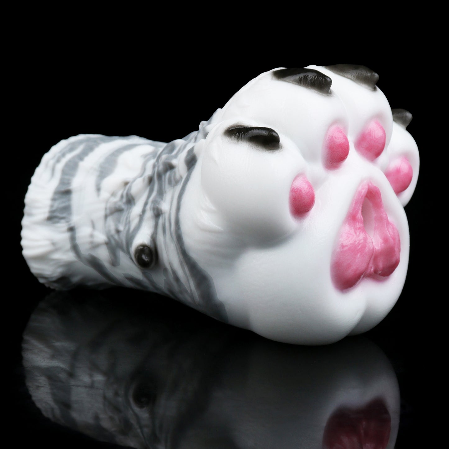 Arctic Wolf Paw Pocket Pussy — Platinum Silicone Fantasy Wolf Paw Masturbator with Pink Paw Pads, Fur Texture & Single-Channel Design
