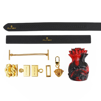 Kit de bondage avec boule bâillon Pineapple Bloom – Plug en silicone rouge et noir pour jouets sexuels coquins et jeux oraux