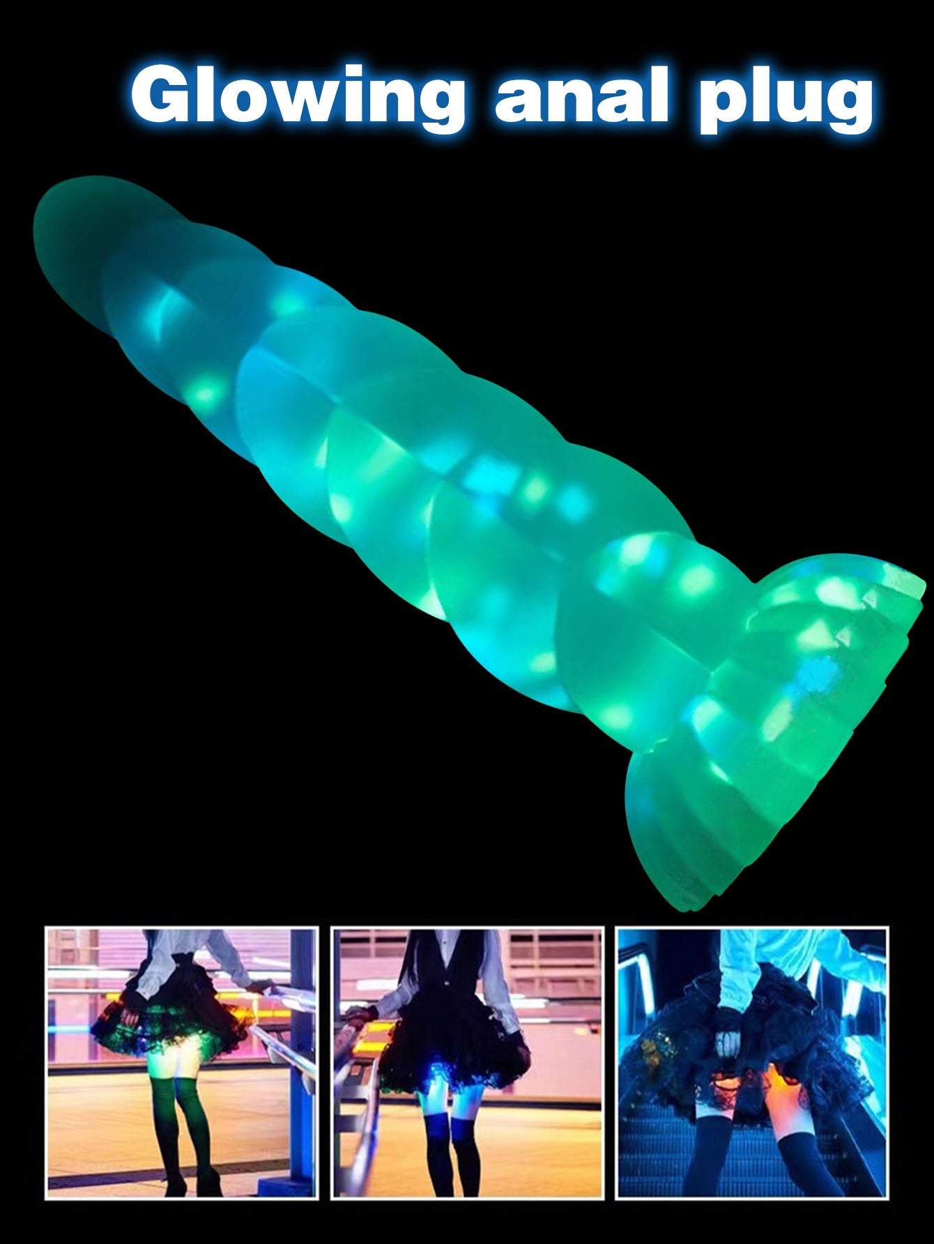 Exotic Realistic Dildos - Soft Silicone Dildo Suction Cup Butt Plug Glowing in Dark