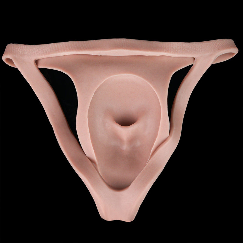 Ultra-Realistic Liquid Silicone Pussy Panties with Catheter – Discrete Peeable Crossdresser Gaff Thong
