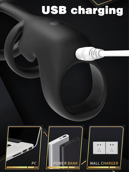 Remote Control Vibrating Cock Rings - Triple Penis Rings Delay Ejaculation Couple Sex Toy