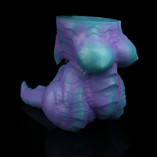 Dragon Torso Sex Dolls — Platinum Silicone Fantasy Dragon Body with Scale Texture, Spiked Tail & Dark Red Accent