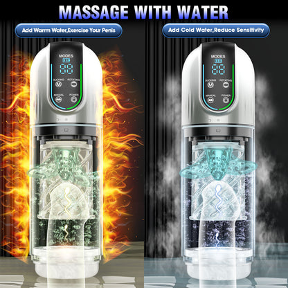 Masturbateur masculin léchant la langue, vibrateur - Douche à eau, massage rotatif du pénis, machine sexuelle de fellation