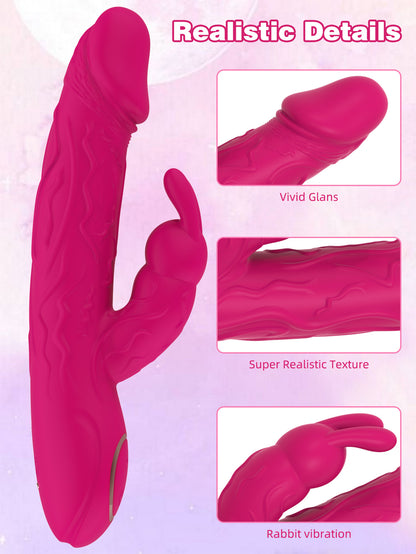 Rabbit Dildo Vibrator - Realistic Glan G Spot Clitoral Stimulator Female Sex Toys