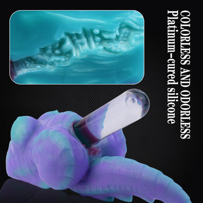 Drachen-Torso-Sexpuppen – Platin-Silikon-Drachenkörper mit Schuppentextur, Stachelschwanz und dunkelrotem Akzent