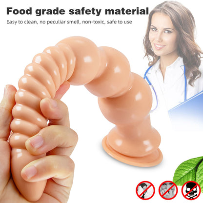 Plug anal gode de 12 pouces de Long-godes en Silicone souple poussant le pénis avec une ventouse puissante