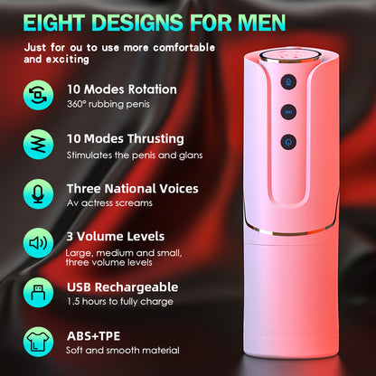 Automatic Pussy Sleeve Male Masturbator - Rotating Penis Massage Sucking Masturbation Adult Toys