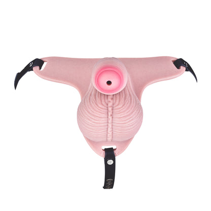 Realistic Silicone Male Chastity Pants — Platinum Silicone Cock Cage with Urethral Opening for Long-Term BDSM Wear