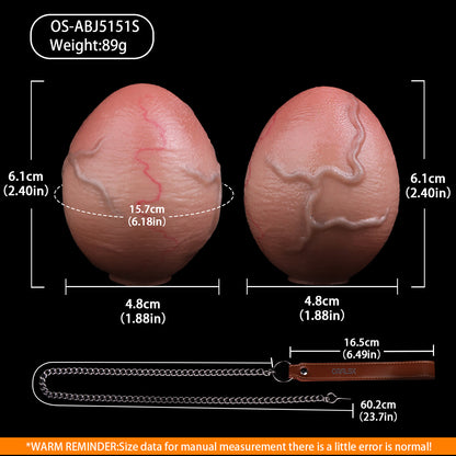 Realistic Vein-Textured Silicone Butt Plug with Steel Chain — Egg-Shaped Anal Toy for Triple-Use Exploration