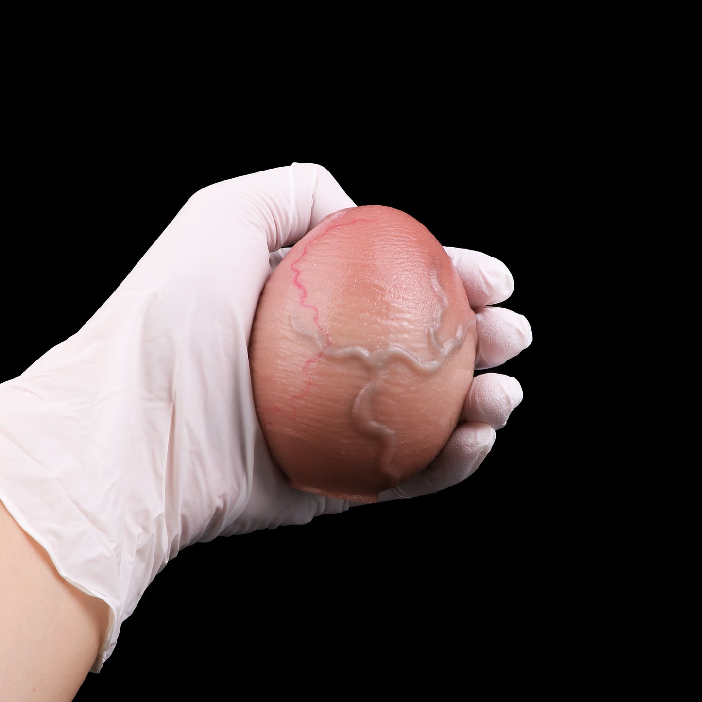 Realistic Vein-Textured Silicone Butt Plug with Steel Chain — Egg-Shaped Anal Toy for Triple-Use Exploration