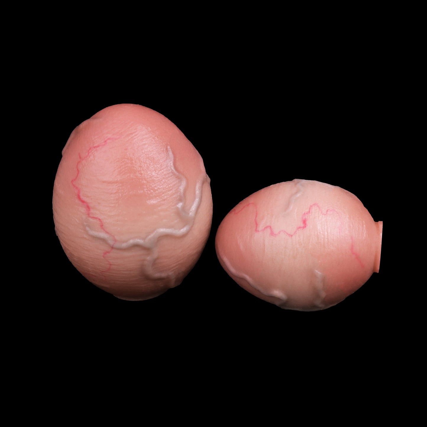 Realistic Vein-Textured Silicone Butt Plug with Steel Chain — Egg-Shaped Anal Toy for Triple-Use Exploration