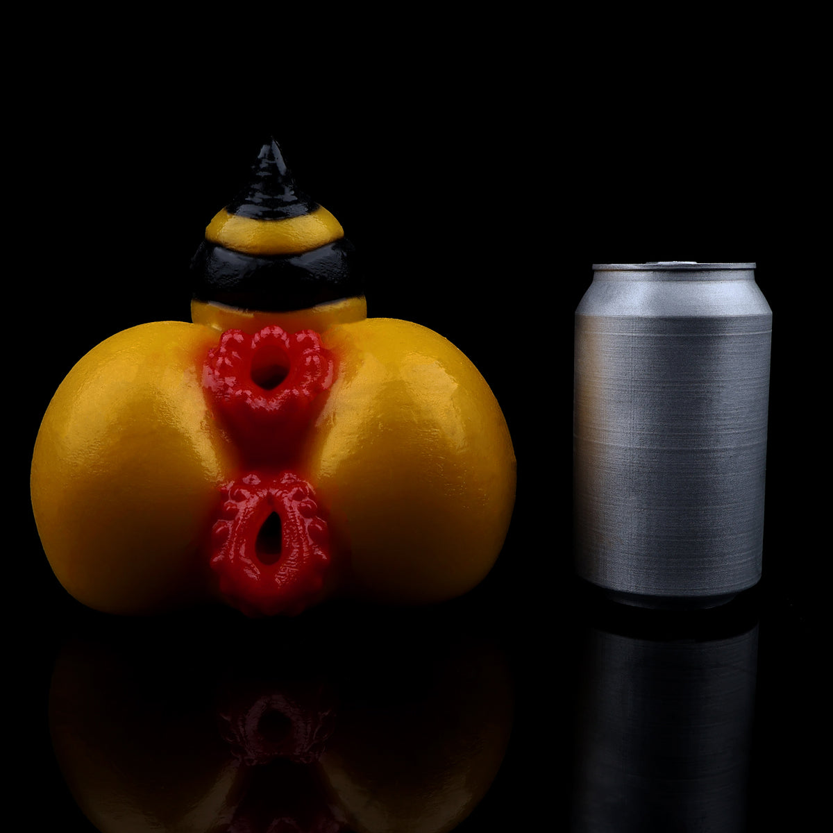 Queen Bee Pocket Pussy | Fantasy Dual-Channel Butt Masturbator with Bee Sting Tip & Stripe Texture — Platinum Silicone