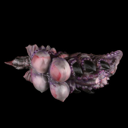 Alien Hive Pocket Pussy – Platinum Silicone Dual-Channel Monster Stroker with Void Purple & Flesh-Pink Sacs