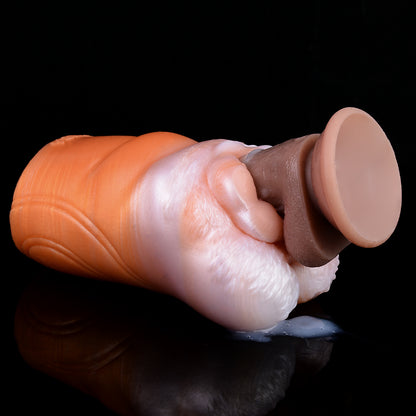 Waschbär-Taschenmuschi-Masturbator für Männer – Fantasietier-Masturbationstasse mit zwei Vaginas