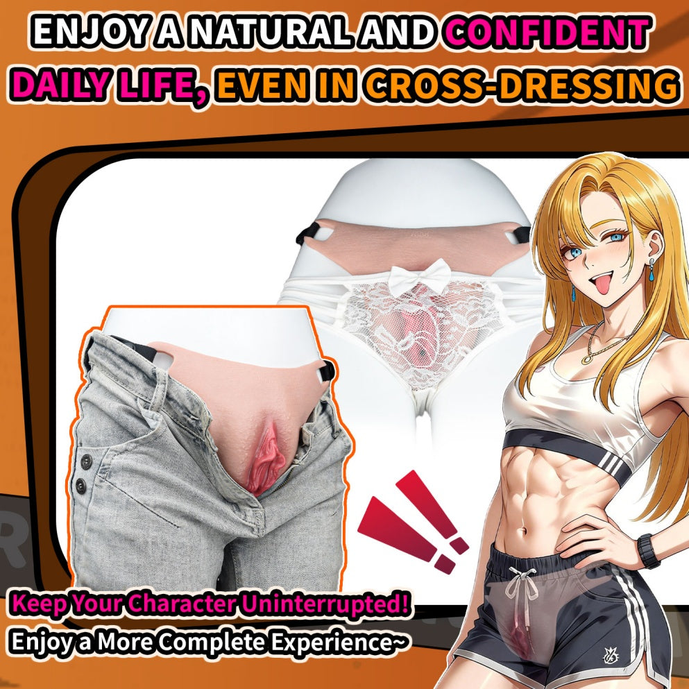 Tragbare Silikon-Fake-Muschi-Hose — Realistischer künstlicher Vagina-Strap-On für Femboys