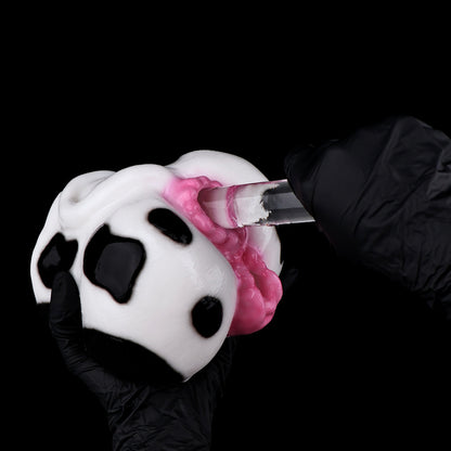 Bovine Fantasy Sex Dolls – Spotted Cow Print Platinum Silicone Dual-Tunnel Booty Stroker
