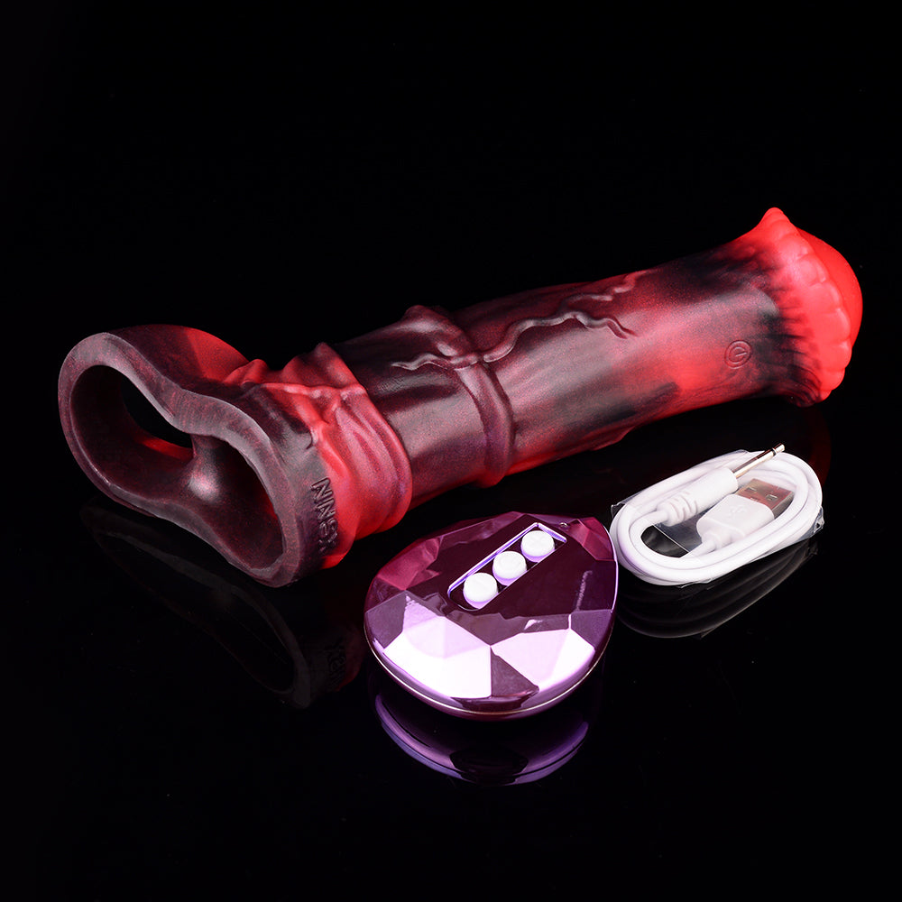 Horsedildo Cock Sleeve Vibrating Penis Sheath - Remote Control Fantasy Male Extension Vibrator