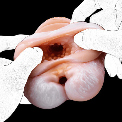 Waschbär-Taschenmuschi-Masturbator für Männer – Fantasietier-Masturbationstasse mit zwei Vaginas