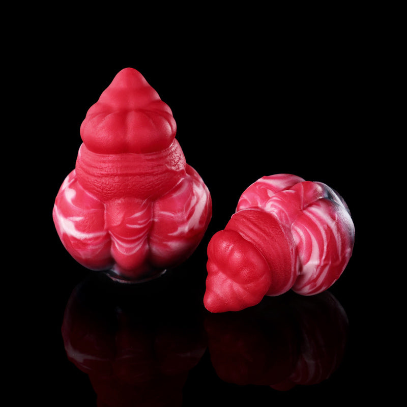 Infernal Lava Silicone Egg with Steel Traction Leash – Multi-Zone Platinum Fantasy Plug for Deep Vaginal, Anal & Oral BDSM Play