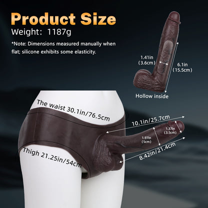 Fantasy Extra Long Silicone Strap-On Sheath Underwear - Realistic Flesh-Like Silicone Male Toy
