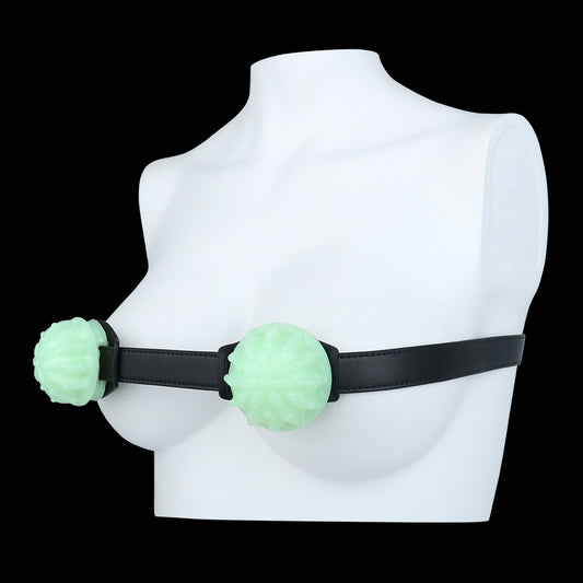 Cactus Glow Spike Chest Harness — Body-Safe BDSM Toys with Luminous Silicone Orbs & Leather Strap