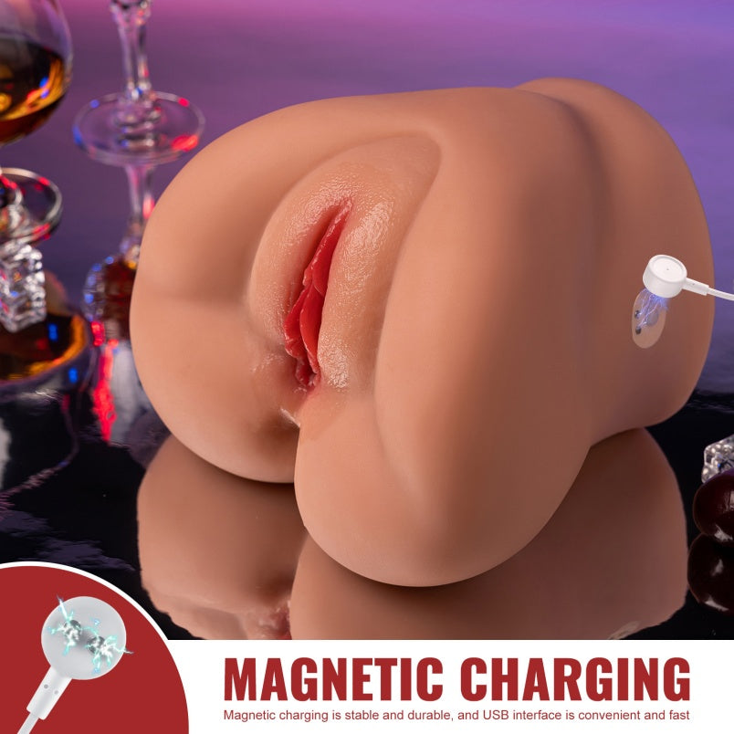 Realistische Sexpuppe mit vibrierender Arsch-Taschenmuschi – Männlicher Silikon-Penis-Massage-Blowjob