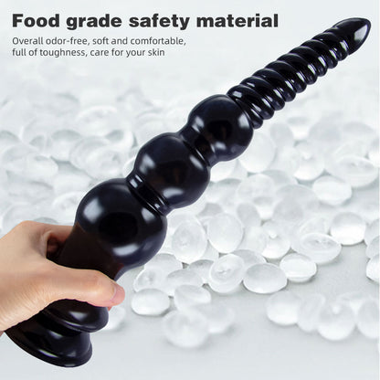 Plug anal gode de 12 pouces de Long-godes en Silicone souple poussant le pénis avec une ventouse puissante