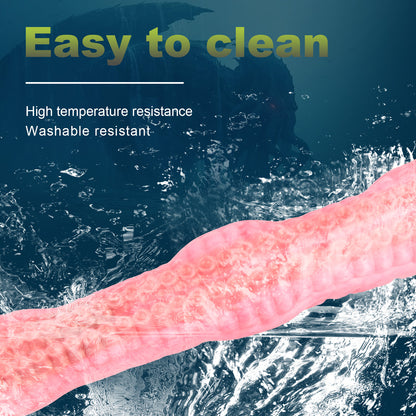 Fantasy Tentacle Long Anal Dildo Butt Plug - Pink Realism Octopus Flared Base Sex Toys for Women