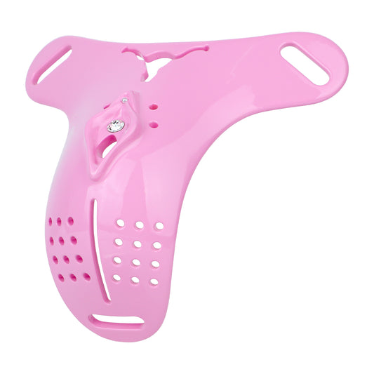 Pink Resin Female Chastity Belt with Stretch Band | Ventilated Orgasm Denial BDSM Toys