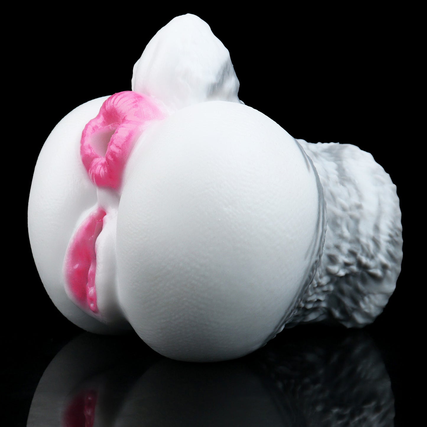 White Rabbit Pocket Pussy — Platinum Silicone Fantasy Bunny Masturbator with Dual-Channel Texture & Pink Accent Design