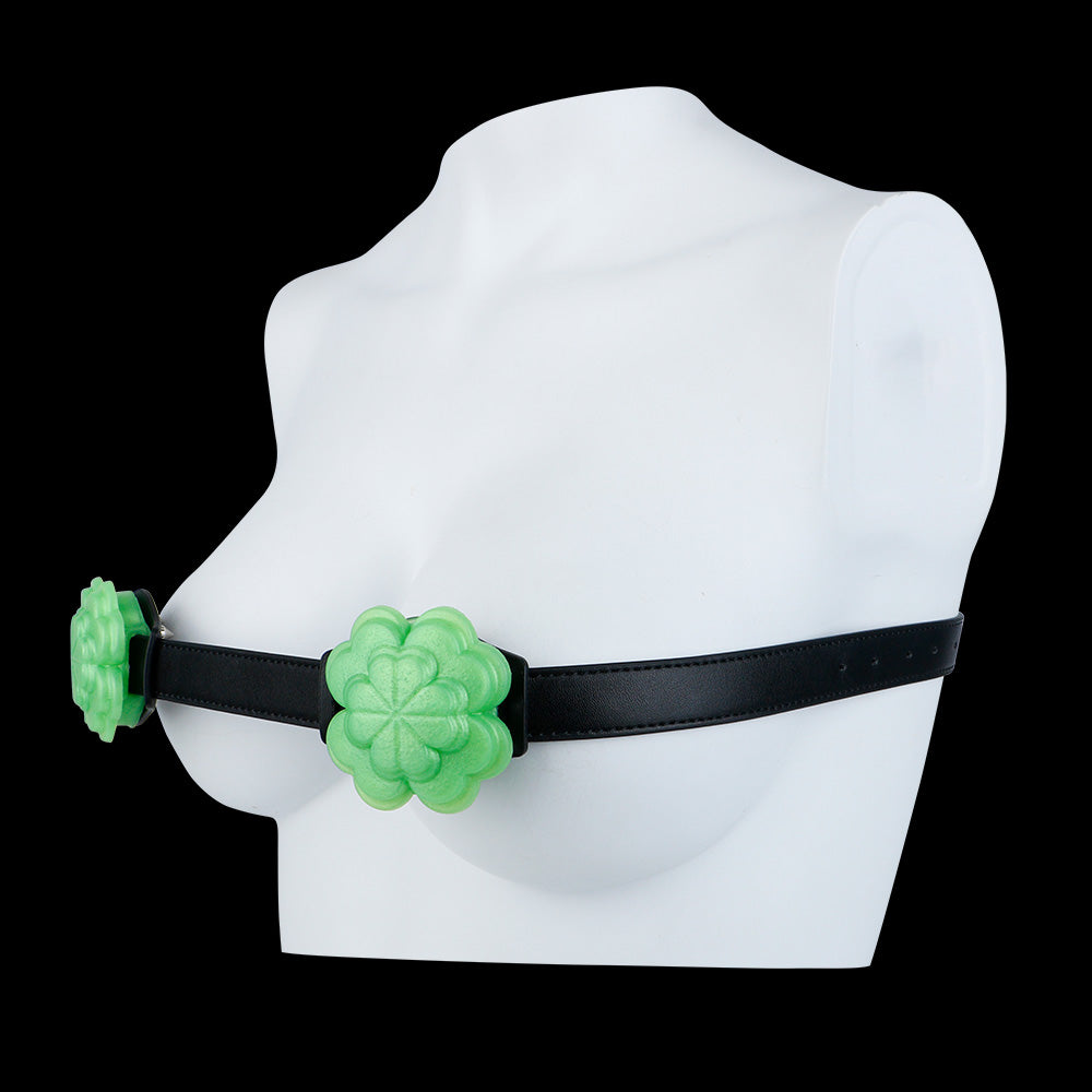 Lucky Clover Glow Chest Harness — Luminous BDSM Toys Bondage Strap with Spiked Silicone Blooms