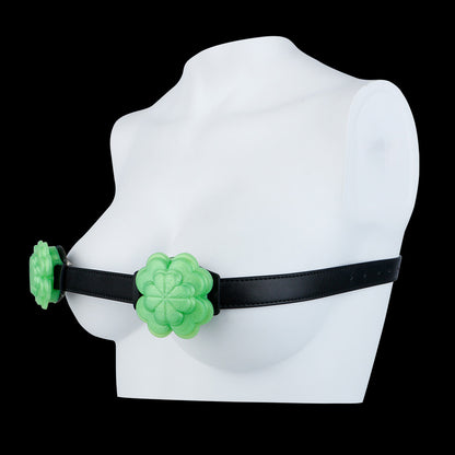 Lucky Clover Glow Chest Harness — Luminous BDSM Toys Bondage Strap with Spiked Silicone Blooms