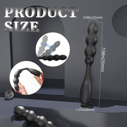 Schwarze Analkugeln aus Silikon mit vibrierendem Butt Plug – stimulierendes Prostata-Massagegerät für Männer