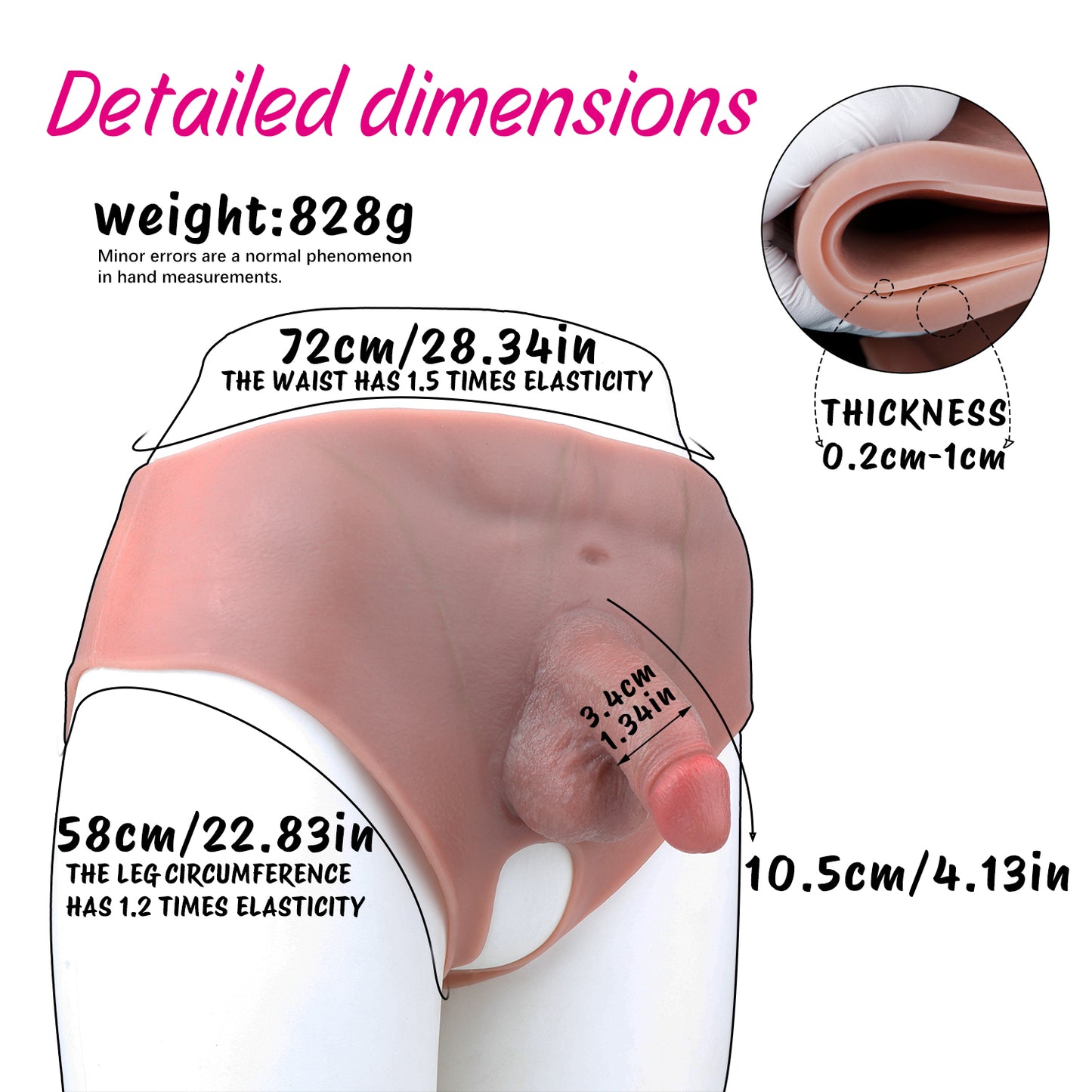 Wearable Silicone Dildo Panties | Realistic Strap-On with Vaginal Opening | Platinum Silicone