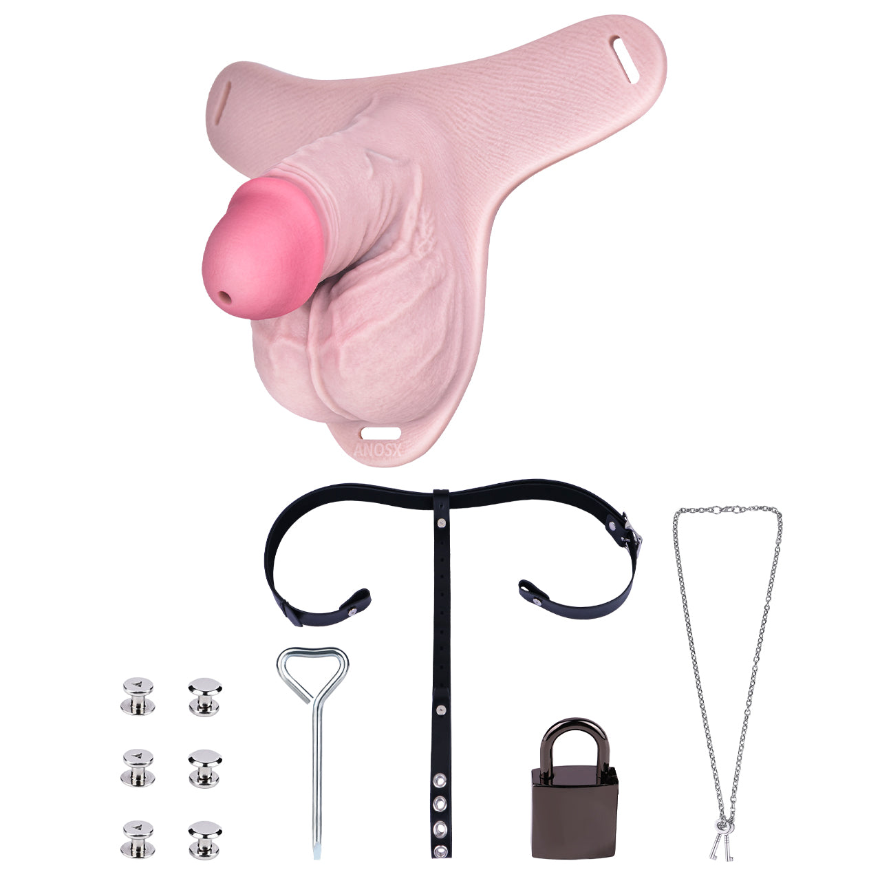 Realistic Silicone Male Chastity Pants with Leather Harness – Breathable Long-Wear Cock Cage for BDSM Control & Daily Submission