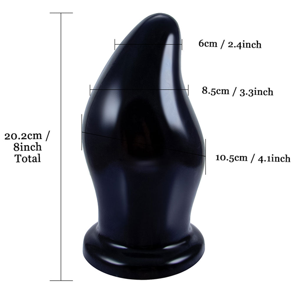Large Realistic Anal Dildo Butt Plug - Black, Flexible, Phthalate-Free, With Suction Cup