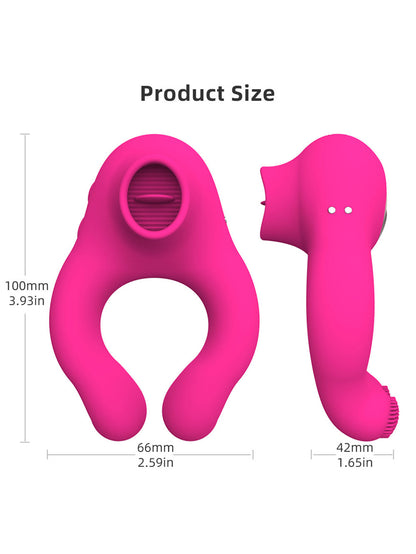 Tongue Licking Vibrator - Penis Cock Ring Male Scrotum Clit Sucking Couple Sex Toys
