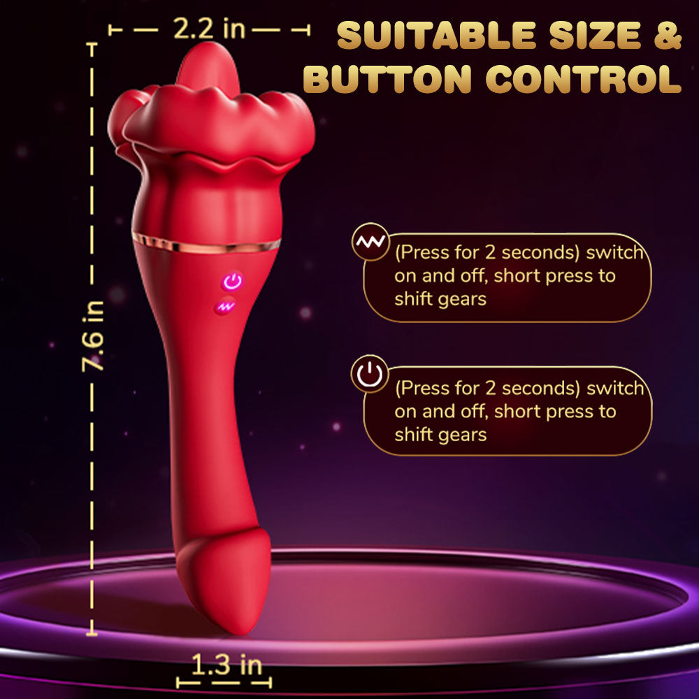 Großer Zungen-Klitorisstimulator, Analdildo, Rosenspielzeug – Doppelter Klitorisvibrator, G-Punkt, Prostatamassagegerät